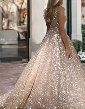 Load image into Gallery viewer, V Neck Prom Dresses Sparkly Sequins Long