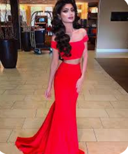 Load image into Gallery viewer, Two Piece Prom Dresses under 100 Off Shoulder