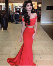 Load image into Gallery viewer, Two Piece Prom Dresses under 100 Off Shoulder