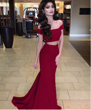 Load image into Gallery viewer, Two Piece Prom Dresses under 100 Off Shoulder