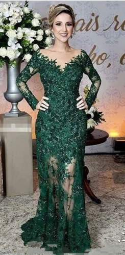 Dark Green Mother of the Bride Dresses with Lace Appliques