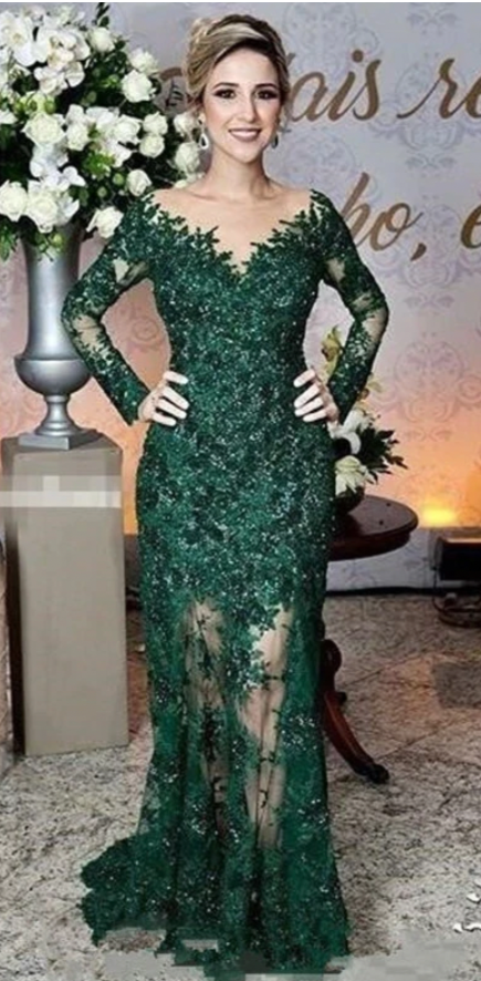 Dark Green Mother of the Bride Dresses with Lace Appliques