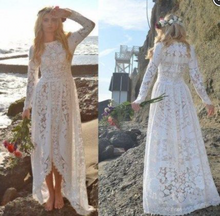 Charger l&#39;image dans la galerie, Boho Lace Wedding Dresses Bridal Gown with Sleeves Beach Dresses