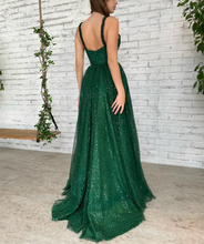 Carica l&#39;immagine nel visualizzatore di Gallery, Sparkly Green Prom Dresses Floor Length