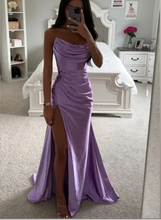 Load image into Gallery viewer, Strapless Lavender Prom Dresses High Slit for Women