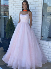 Laden Sie das Bild in den Galerie-Viewer, Sparkly Spaghetti Straps Prom Dresses with Pockets