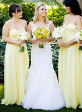 Load image into Gallery viewer, Spaghetti Straps Yellow Bridesmaid Dresses under 100