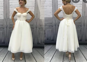 Straps Wedding Dresses Bridal Gown Ankle Length