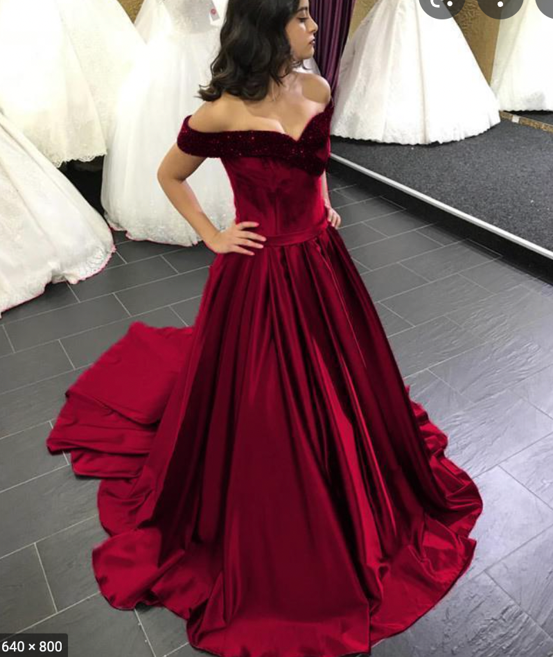 Off the Shoulder Burgundy Prom Dresses