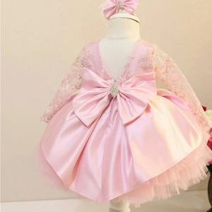 V Back Flower Girl Dresses with Bownot