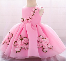 Load image into Gallery viewer, Dark Pink Flower Girl Dresses with Handmade 3D Flowers