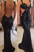 Load image into Gallery viewer, Black Backless Prom Dresses Evening Gown