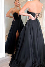 Load image into Gallery viewer, Sweetheart Prom Dresses Black Criss Cross