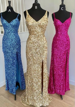 Load image into Gallery viewer, Sparkly Sequins Prom Dresses Slit