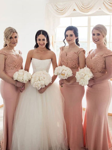 Straps Mermaid Bridesmaid Dresses with Lace