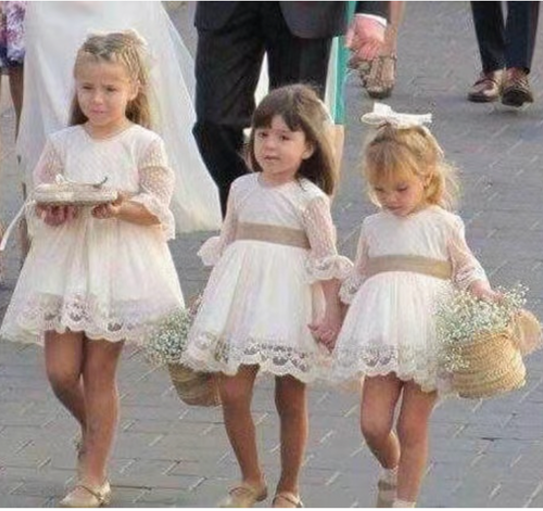 Boho Short  Flower Girl Dresses with Sash