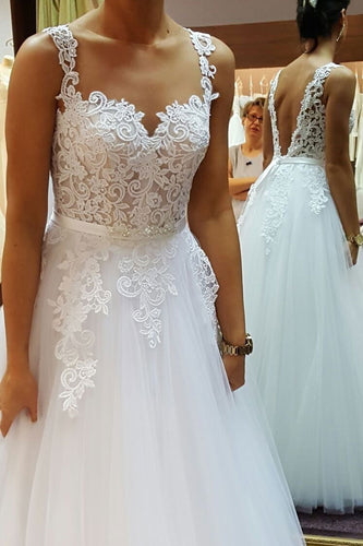 Straps Wedding Dresses Bridal Gown with Appliques