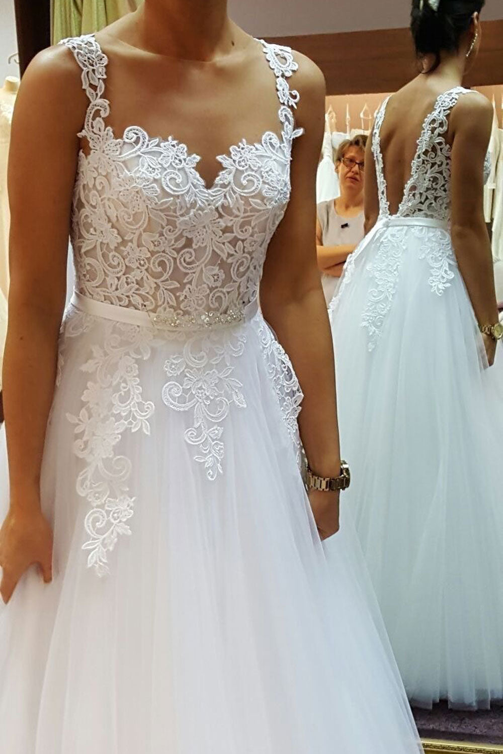 Straps Wedding Dresses Bridal Gown with Appliques