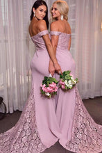 画像をギャラリービューアに読み込む, Off Shoulder Bridesmaid Dresses Mermaid with Lace