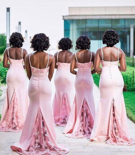 Spaghetti Straps Bridesmaid Dresses with Appliques