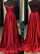 Load image into Gallery viewer, Spaghetti Straps Burgundy Long Prom Dresses Under 100