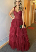 Charger l&#39;image dans la galerie, Sparkly Burgundy Prom Dresses Tulle