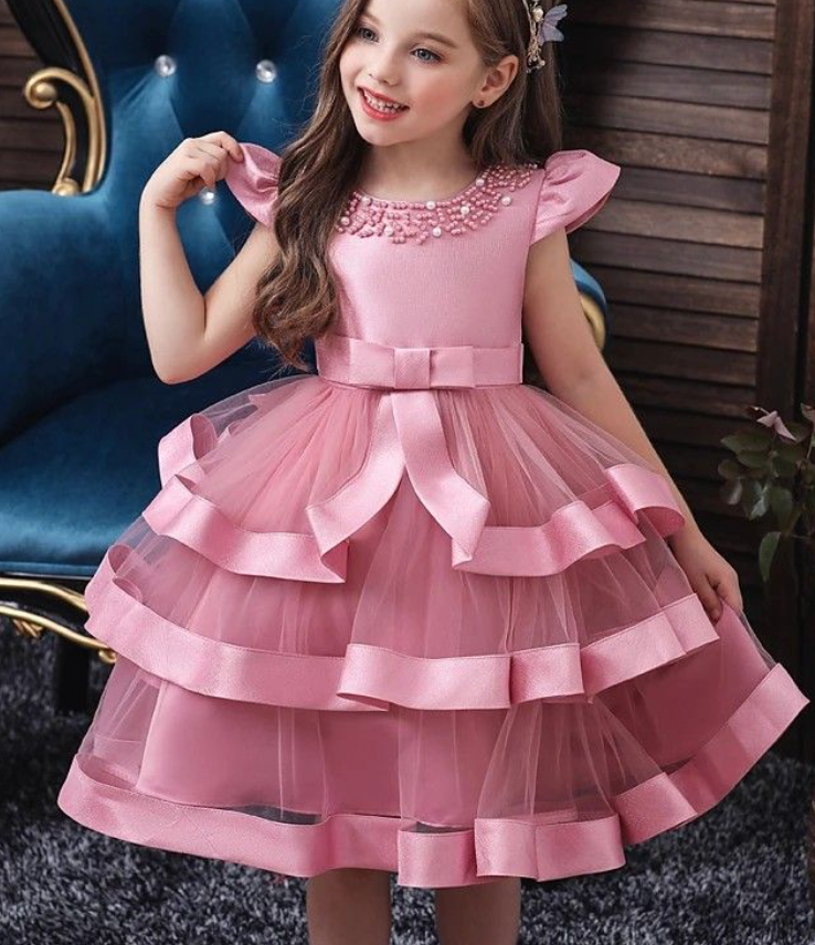 Cap Sleeves Flower Girl Dresses Tea Length