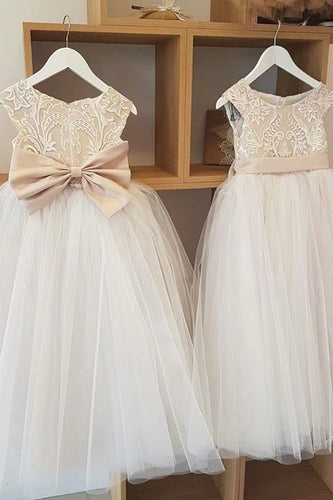 Cap Sleeves Flower Girl Dresses Tulle