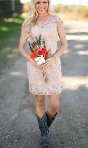 Country Short Bridesmaid Dresses Lace