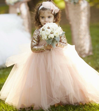 Load image into Gallery viewer, Flower Girl Dresses with Sequins Sleeves