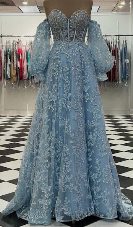 Sweetheart Prom Dresses Lace with Sleeves