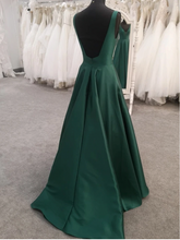 Load image into Gallery viewer, V Neck Dark Green Prom Dresses under 100