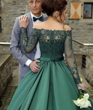 Load image into Gallery viewer, Dark Green Prom Dresses with Sleeves Beaded