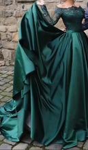 Load image into Gallery viewer, Bateau Prom Dresses Green with Full Sleeves
