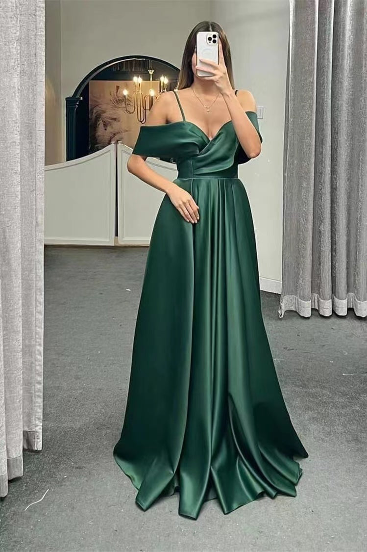 Dark Green Prom Dresses Spaghetti Straps