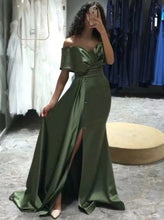 Load image into Gallery viewer, Dark Olive Green Prom Dresses Floor Length