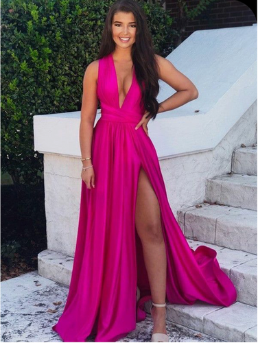 Fuchsia Prom Dresses Criss Cross Conversible Gown