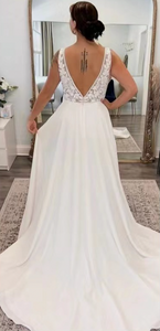 Deep V Neck Wedding Dresses Bridal Gown Top Lace