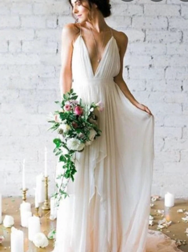 V Neck Wedding Dresses Bridal Gown Beach