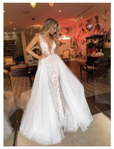 V Neck  Wedding Dresses Bridal Gown Mermaid