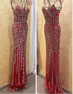 Mermaid Spaghetti Straps Long Prom Dresses Evening Gowns