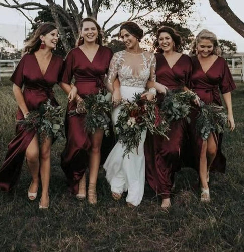 Bridesmaid Dresses V Neck Ankle Length