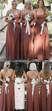 Charger l&#39;image dans la galerie, Sage Bridesmaid Dresses Spaghetti Straps Slit Side Criss Cross