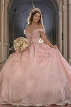 Charger l&#39;image dans la galerie, Sparkly Off Shoulder Prom Dresses Birthday Gown with Handmade Flowers