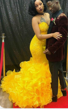 Load image into Gallery viewer, Yellow Prom Dresses Mermaid with Beads