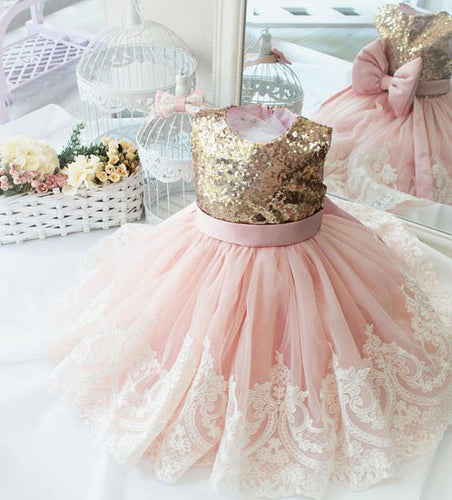 Sweet Tulle Light Pink Flower Girl Dresses with Appliques
