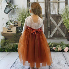 Load image into Gallery viewer, Burnt Orange Flower Girl Dresses with Sash