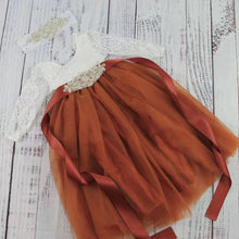 Load image into Gallery viewer, Burnt Orange Flower Girl Dresses with Sash