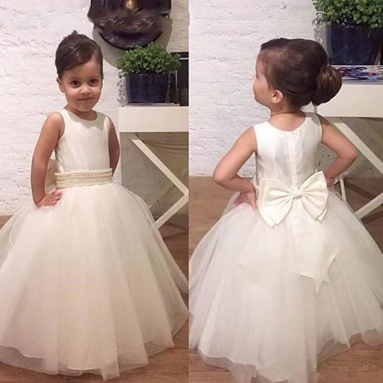 Flower Girl Dresses Waist with Pearls