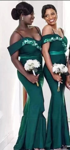 Forest Green Bridesmaid Dresses Mermaid Spaghetti Straps